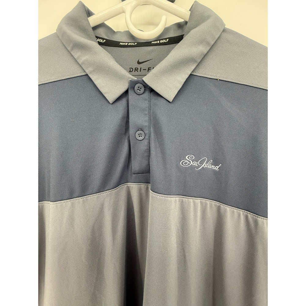 Nike Golf Dri-FIT Polo Shirt Mens M Gray Shortsleeve SEA ISLAND‎ GOLF RESORT